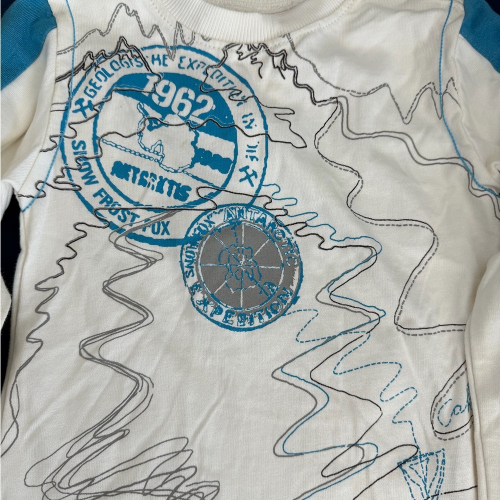 Kids White & Blue Graphic Long-Sleeve Jersey